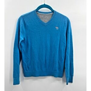 Abercrombie & Fitch Medium V-Neck Sweater Preppy Y2K Academia Pullover Cotton